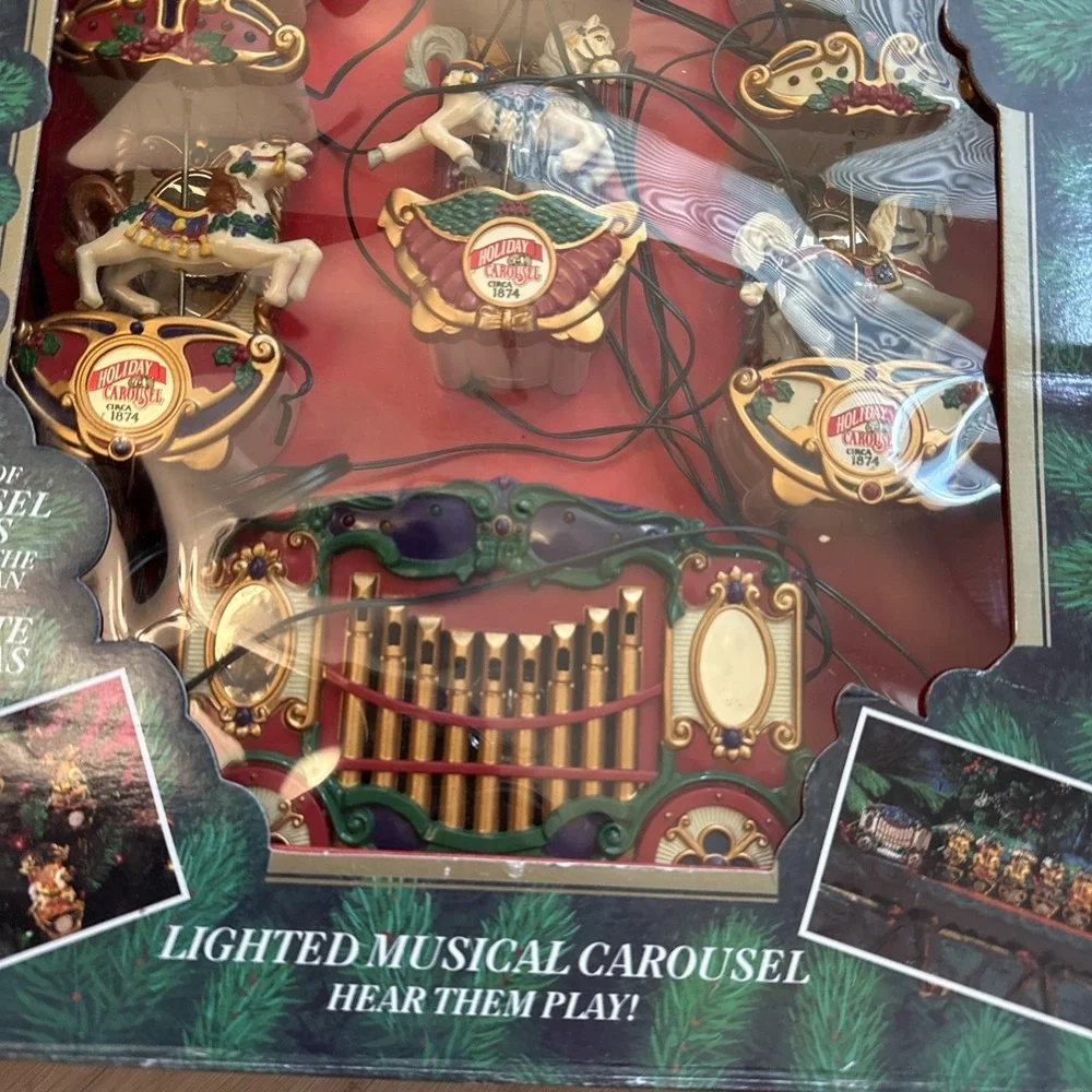 New Vintage Mr Christmas Holiday Carousel 1992 6 Horses 21 Carols Musical Lights